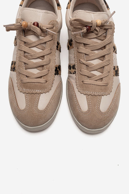 ARDIX - Zapatilla de Piel Genuina con Estampado Beige (Mujer)