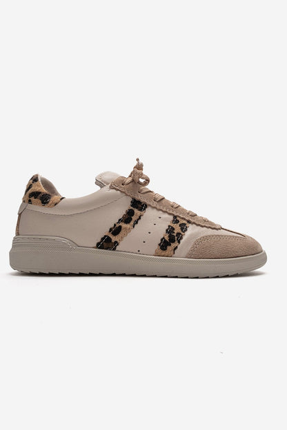 ARDIX - Zapatilla de Piel Genuina con Estampado Beige (Mujer)