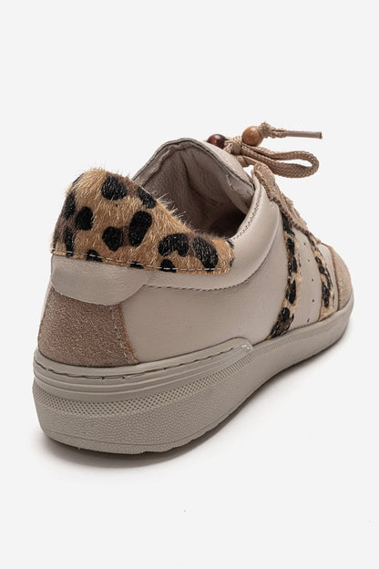 ARDIX - Zapatilla de Piel Genuina con Estampado Beige (Mujer)