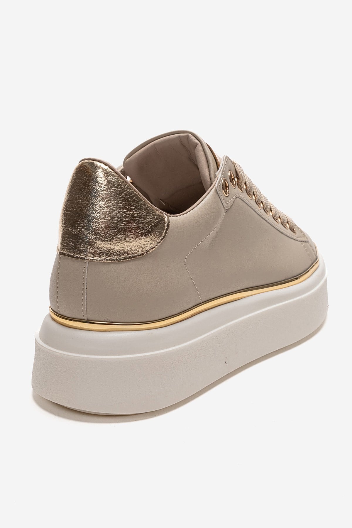 BORENA - Beige Genuine Leather Thick-Platform Casual Sneaker (Women)