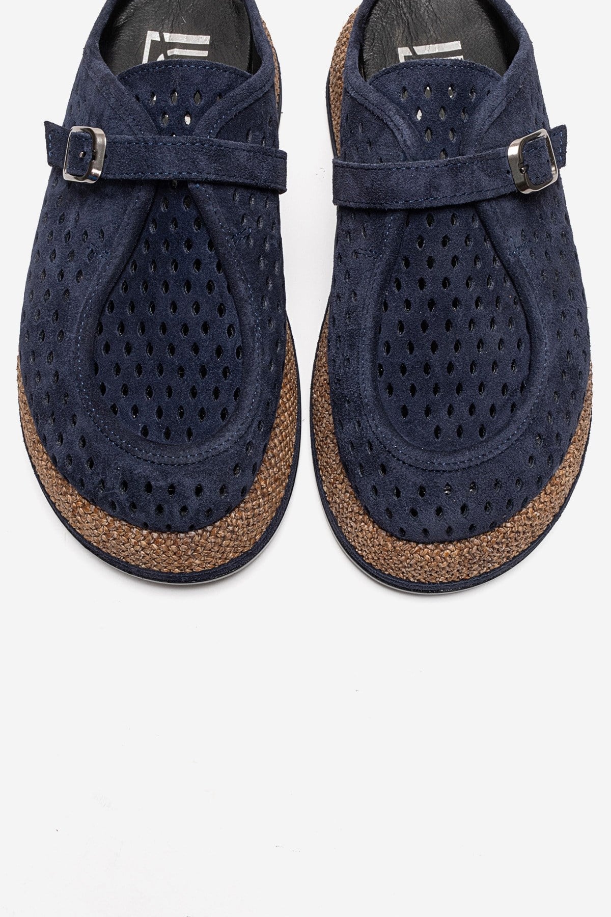 VONE - Navy Genuine Leather Closed-Toe Mule (Women)