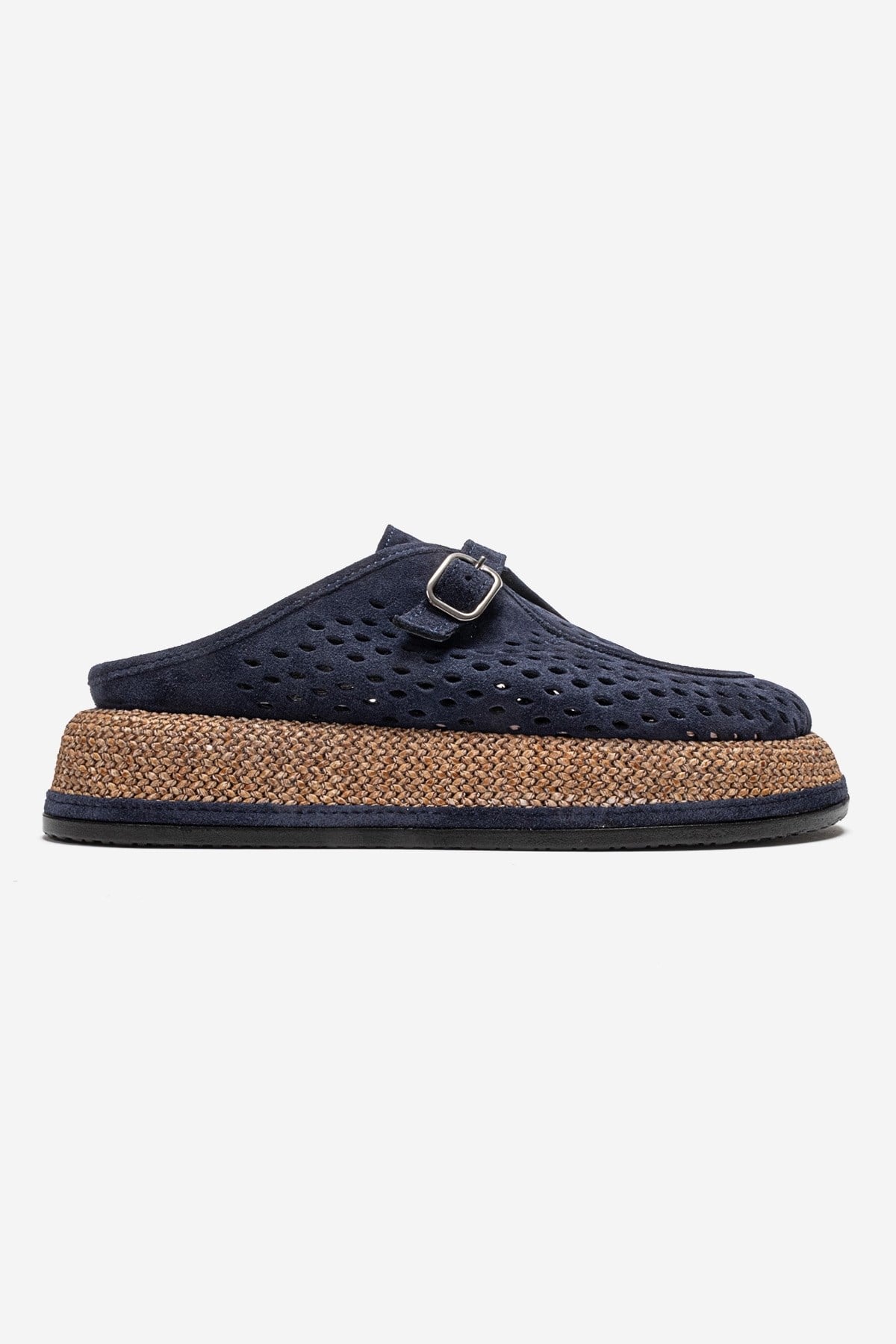 VONE - Navy Genuine Leather Closed-Toe Mule (Women)