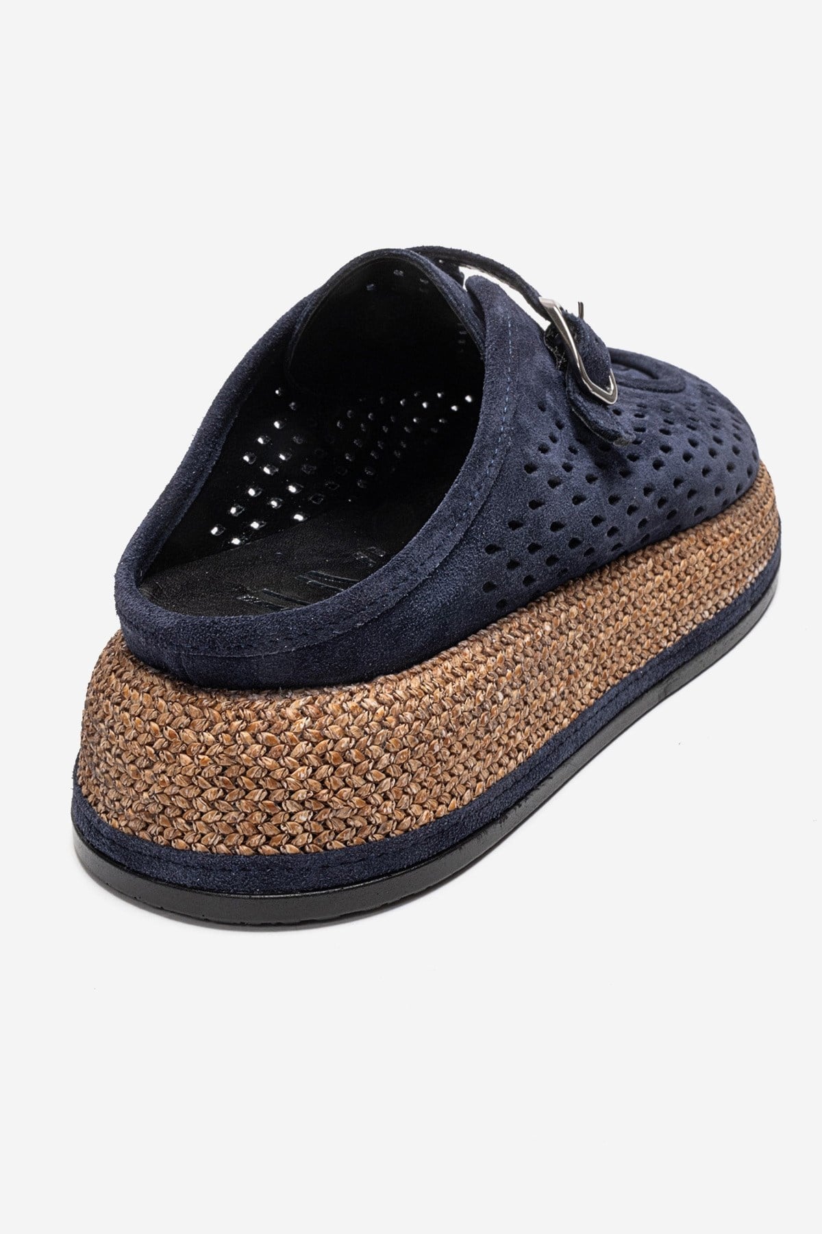 VONE - Navy Genuine Leather Closed-Toe Mule (Women)