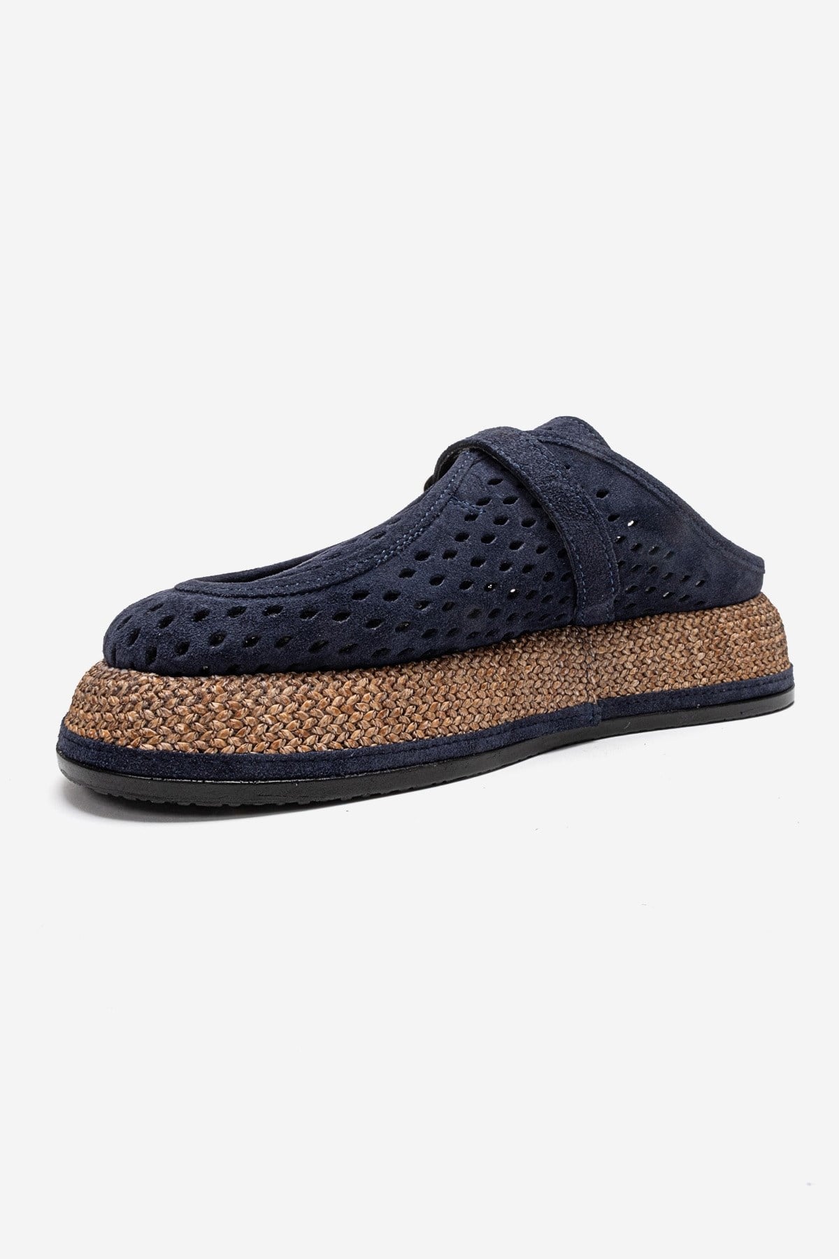 VONE - Navy Genuine Leather Closed-Toe Mule (Women)