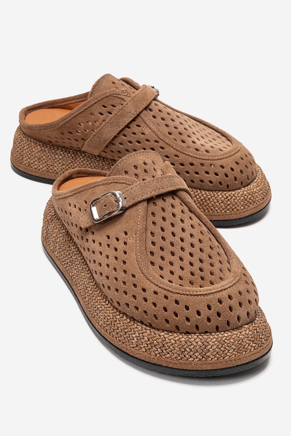 VONE - Taupe Genuine Leather Closed-Toe Mule (Women)