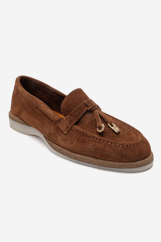 ILVENA - Mocasín de cuero genuino color coñac (Mujer)