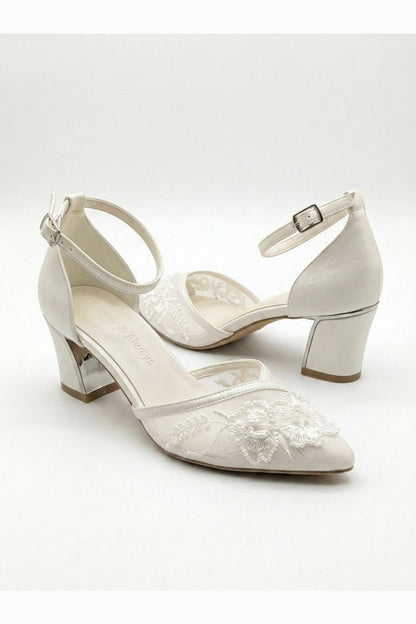 Viona Embroidered Lace Bridal Pumps