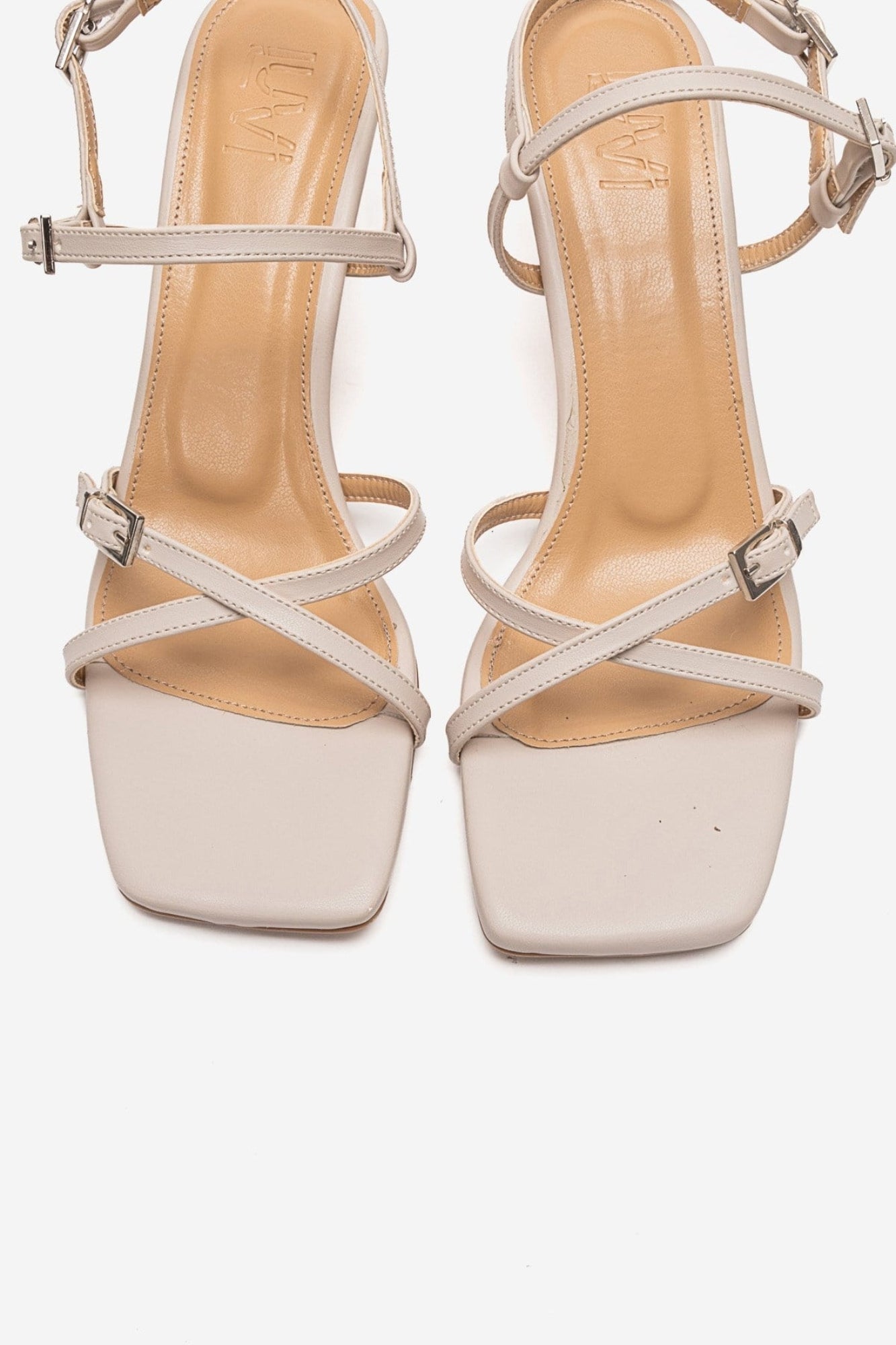 NEBEL - Beige Ankle Strap Heeled Sandal (Women)