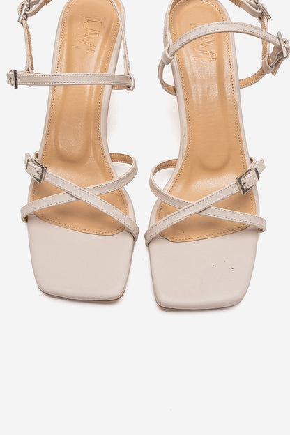 NEBEL - Beige Ankle Strap Heeled Sandal (Women)