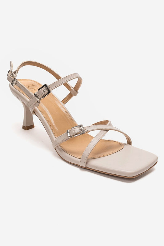 NEBEL - Beige Ankle Strap Heeled Sandal (Women)