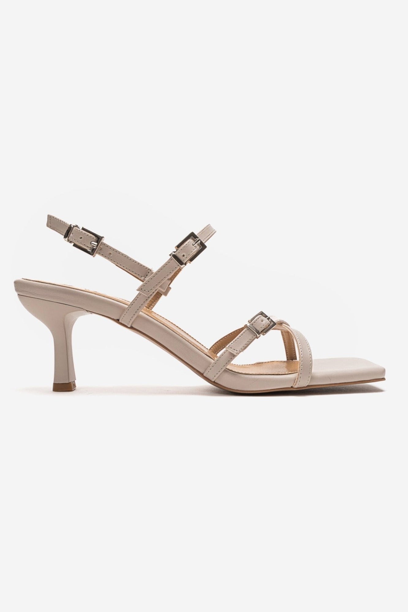 NEBEL - Beige Ankle Strap Heeled Sandal (Women)