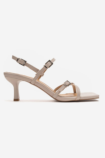 NEBEL - Beige Ankle Strap Heeled Sandal (Women)