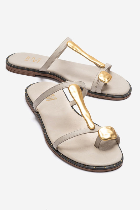 TESSA - Off-White Genuine Leather Thong Sandal (Women)