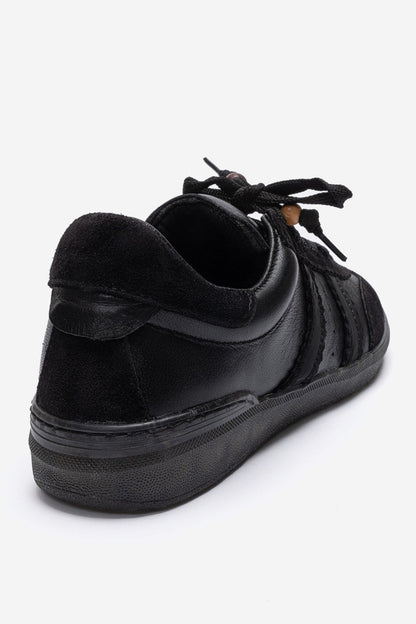 ARDIX - Black Genuine Leather Lace-Up Sneaker (Women)