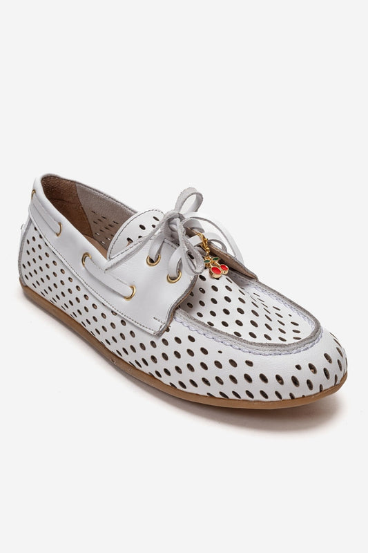 STEVO - White Genuine Leather Lace-Up Loafer (Women)