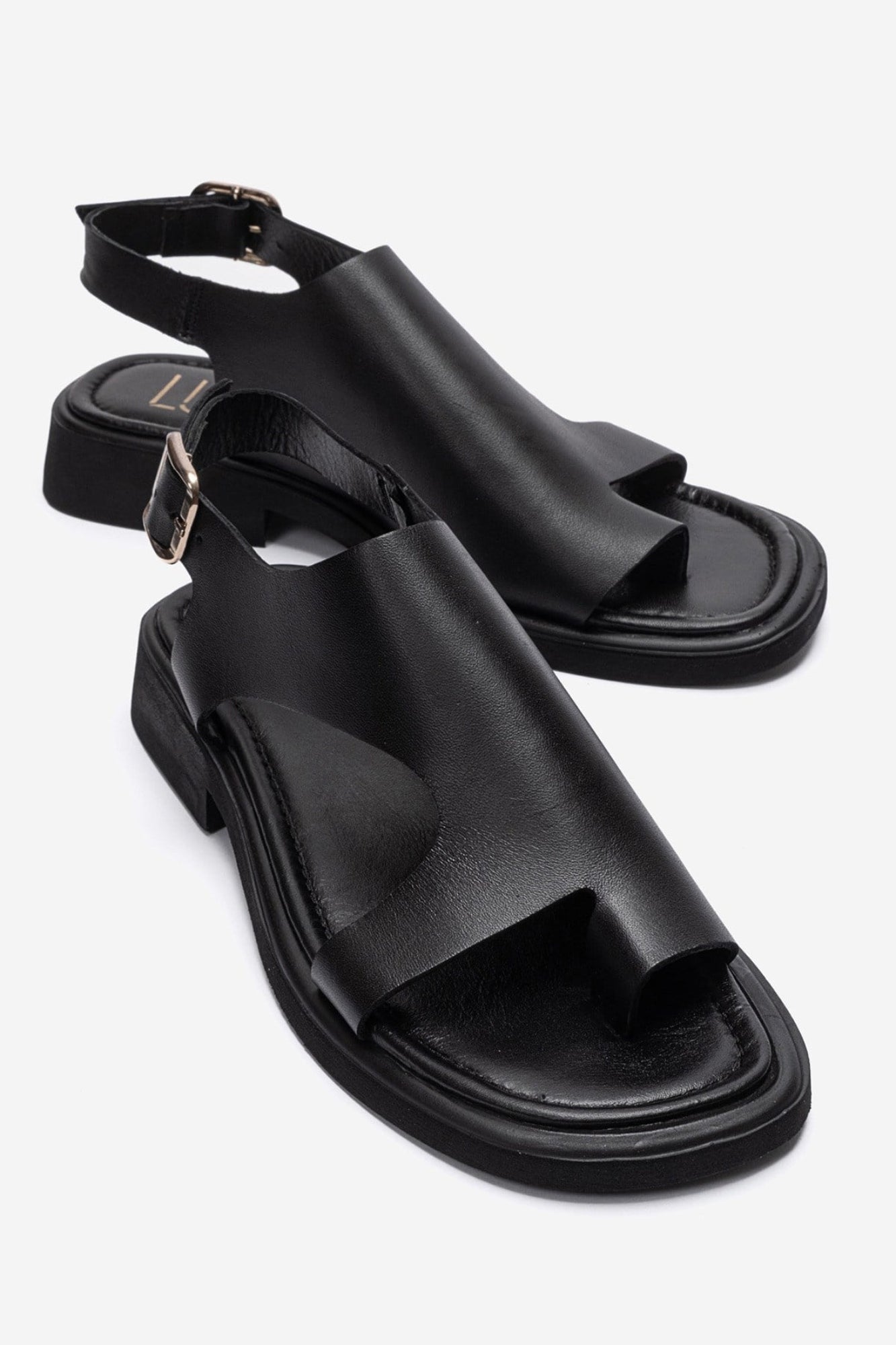 Burley - Black Genuine Leather Slingback Toe-Post Sandal (Women)