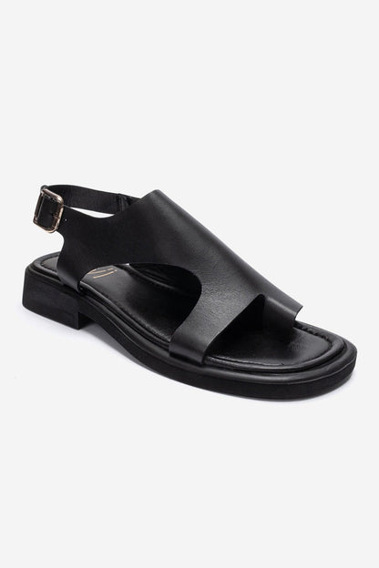 Burley - Black Genuine Leather Slingback Toe-Post Sandal (Women)