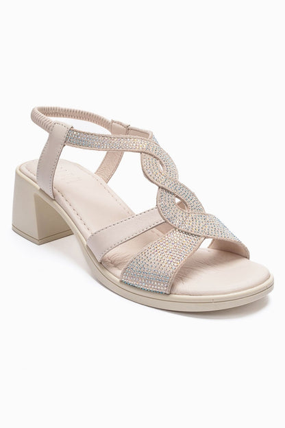 Dolen - Off-White Genuine Leather Block Heel Sandal (Women)