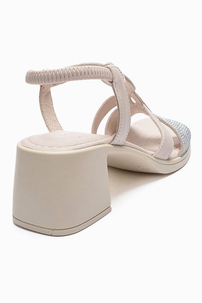 Dolen - Off-White Genuine Leather Block Heel Sandal (Women)