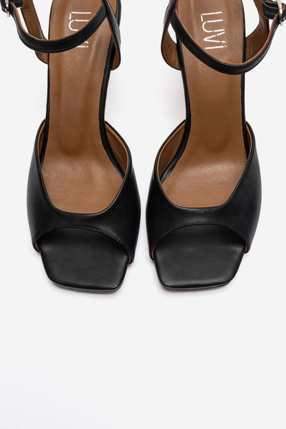 ELVIA - Zapatos de tacón stiletto de cuero genuino negros (Mujer)