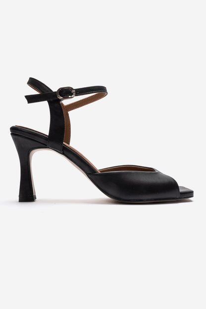 ELVIA - Zapatos de tacón stiletto de cuero genuino negros (Mujer)