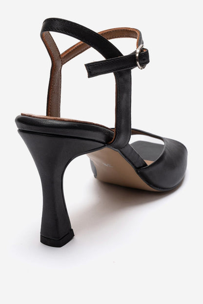 ELVIA - Zapatos de tacón stiletto de cuero genuino negros (Mujer)