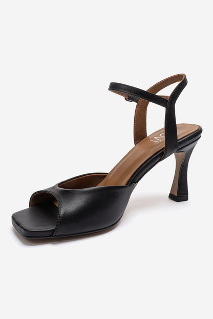 ELVIA - Zapatos de tacón stiletto de cuero genuino negros (Mujer)