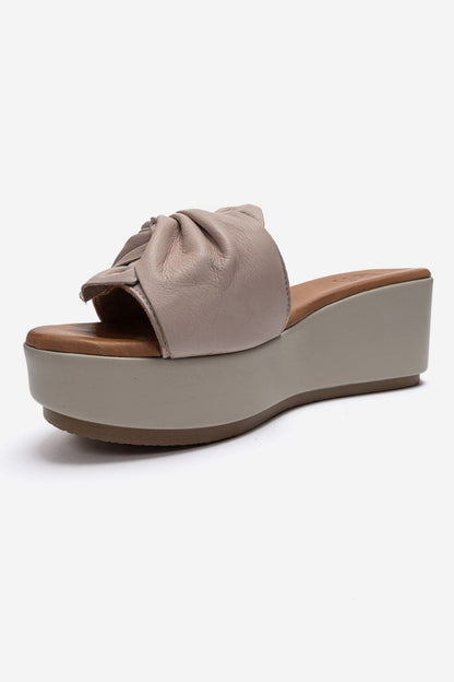 JEFF - Taupe Genuine Leather Block Heel Slide (Women)