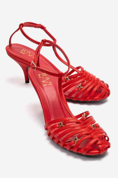 OVIER - Red Genuine Leather Stiletto Pump (Women)