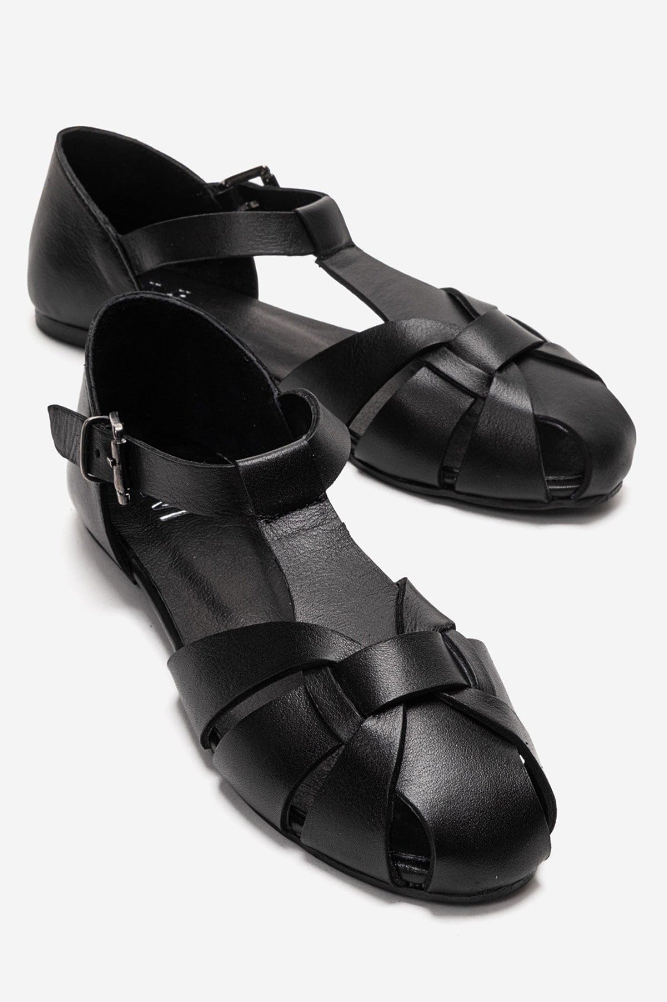 ALINA - Black Genuine Leather Sandal (Women)