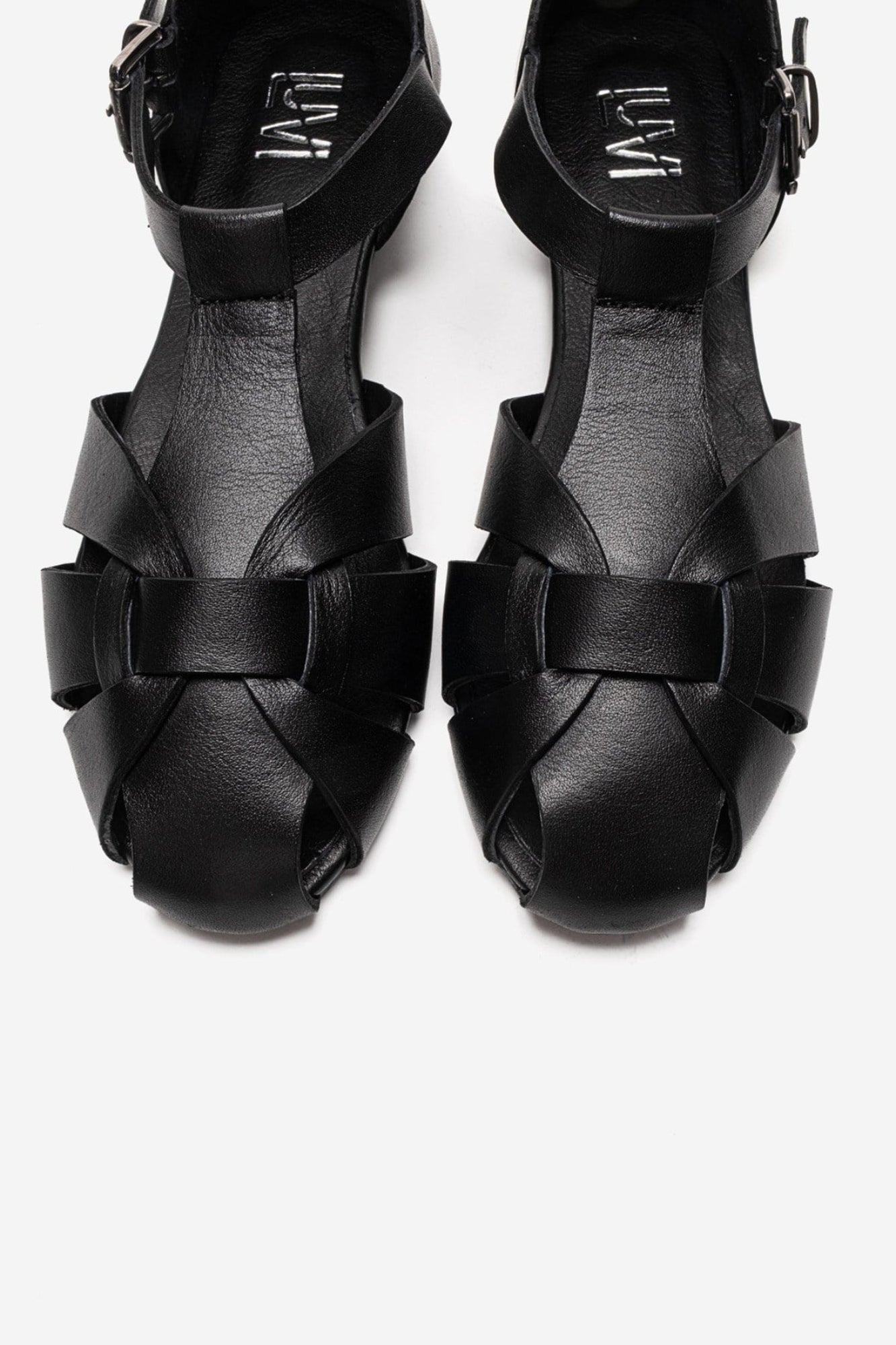 ALINA - Black Genuine Leather Sandal (Women)