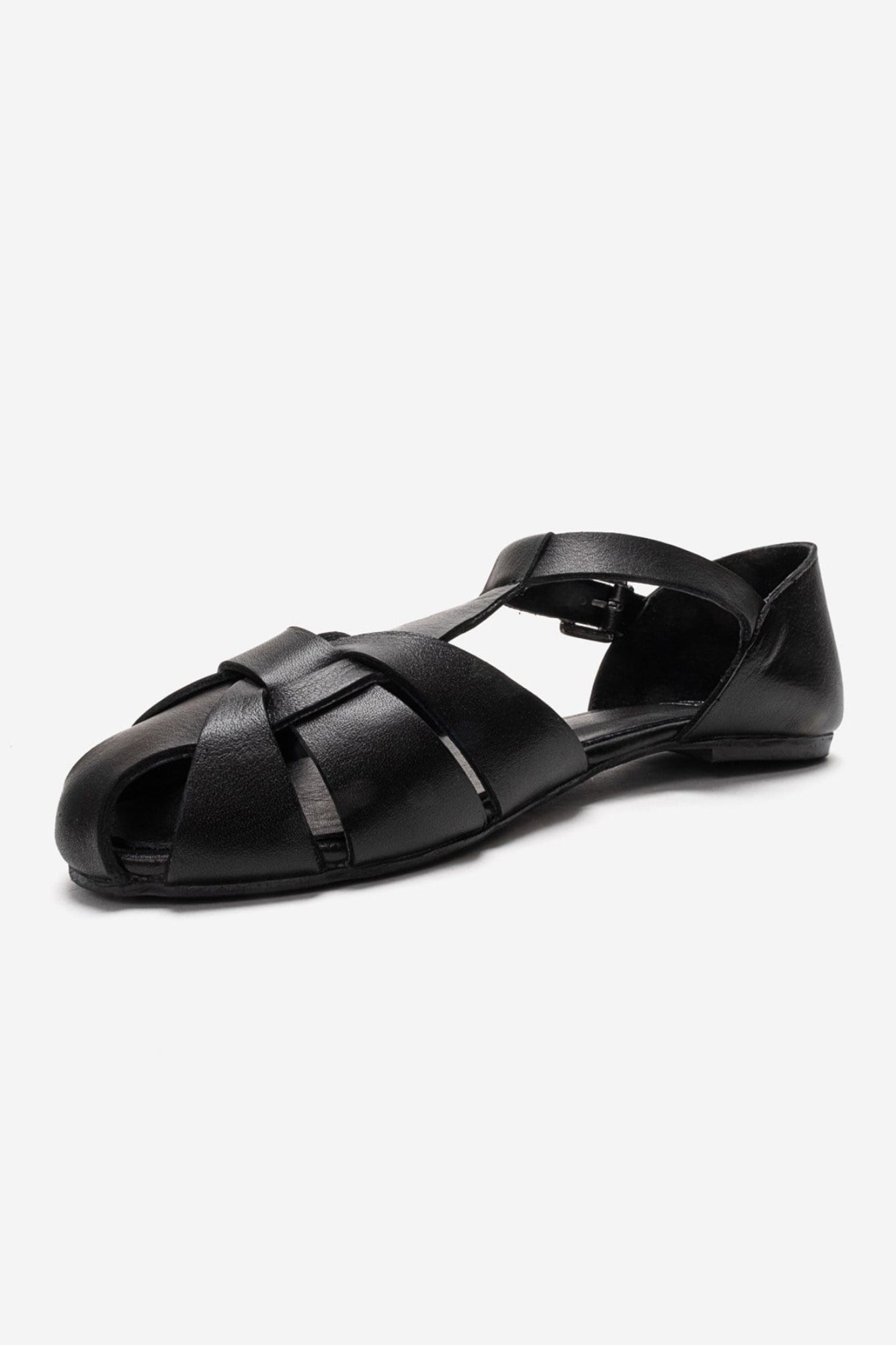 ALINA - Black Genuine Leather Sandal (Women)