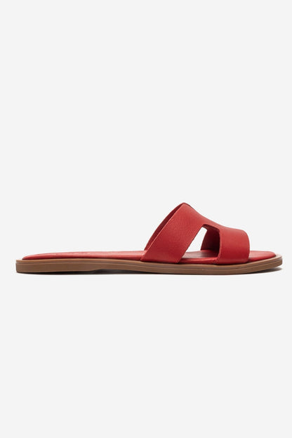 Biora - Red Genuine Leather Slide (Women)