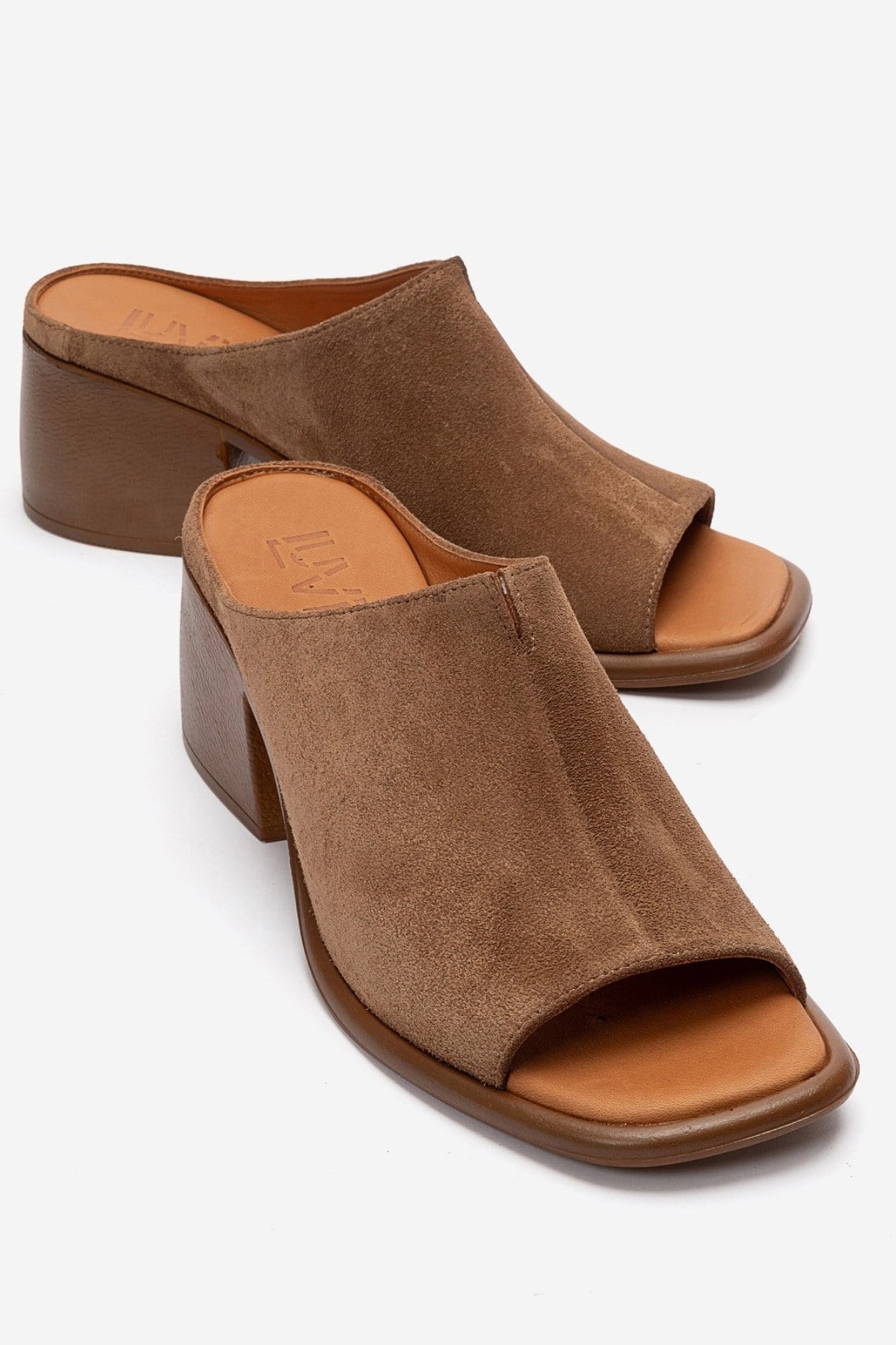 SOREX - Cognac Genuine Leather Block Heel Mule (Women)