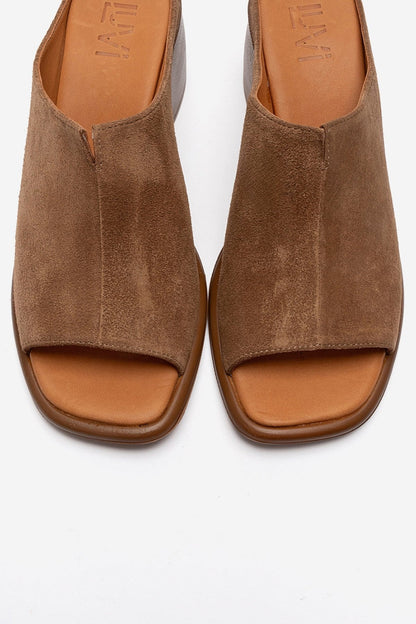 SOREX - Cognac Genuine Leather Block Heel Mule (Women)