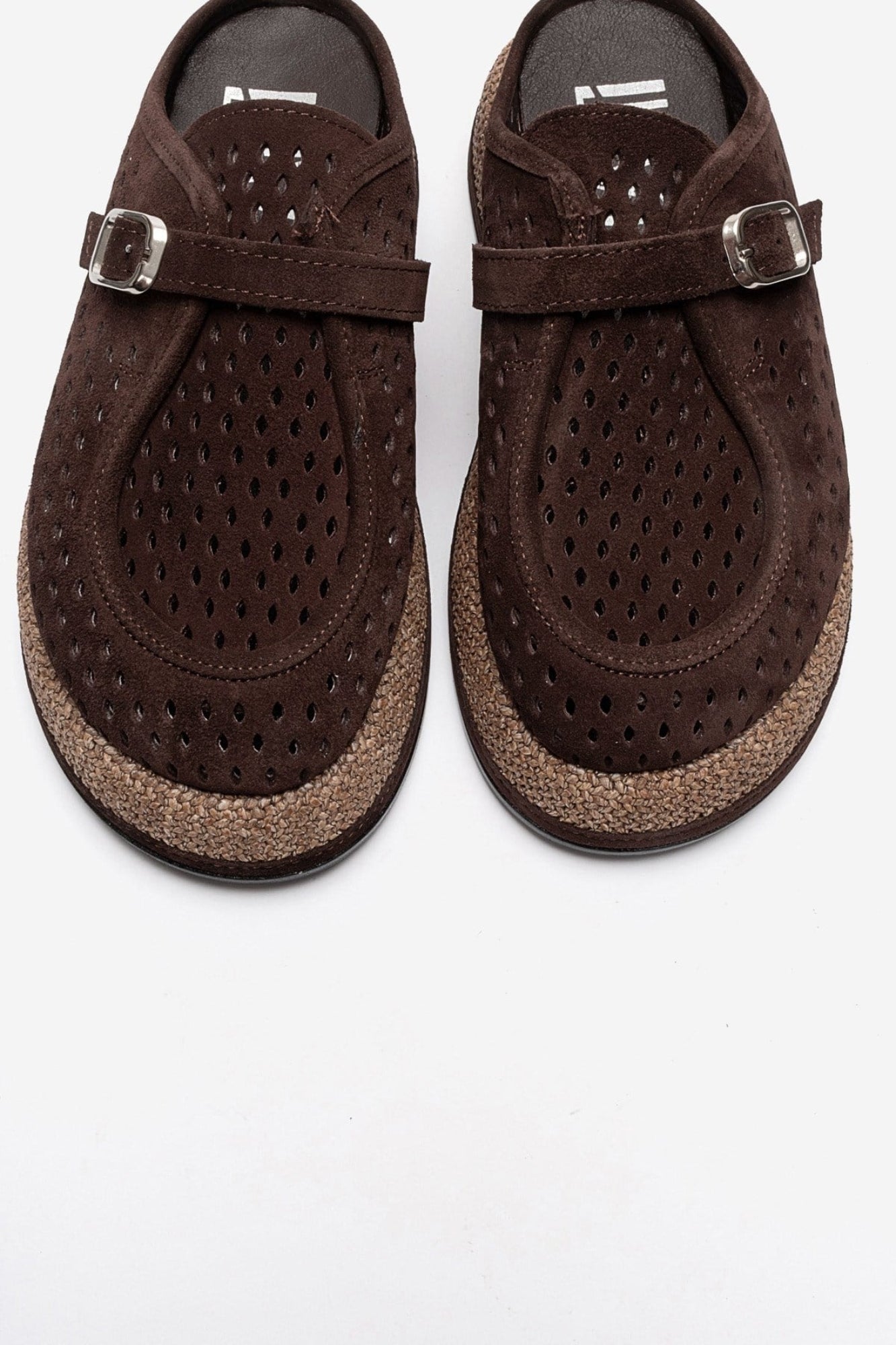 Vone - Brown Suede Genuine Leather Buckled Closed-Toe Slide (Women)