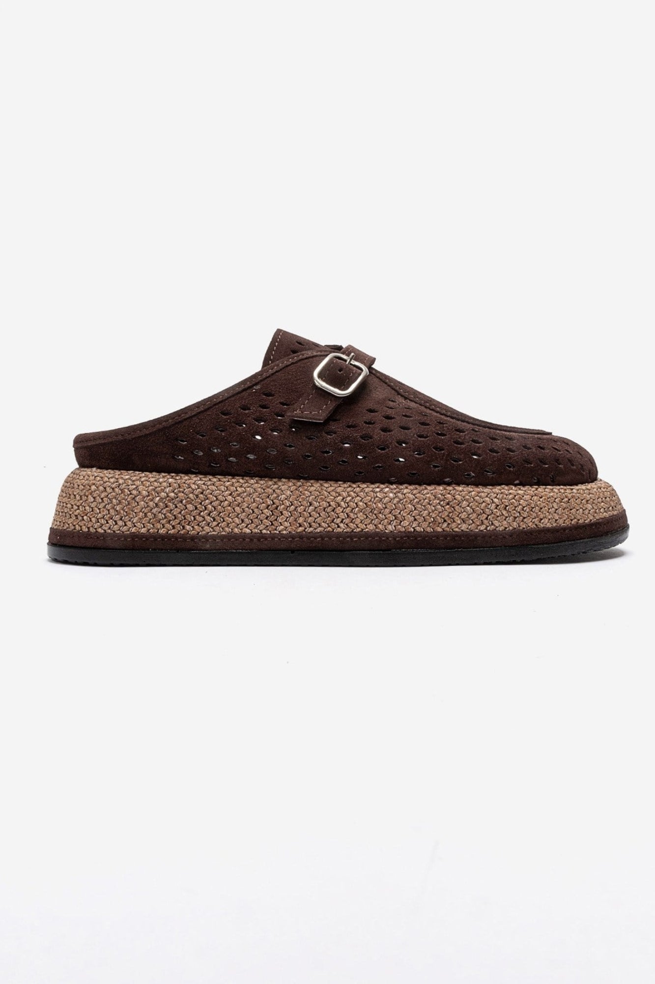Vone - Brown Suede Genuine Leather Buckled Closed-Toe Slide (Women)