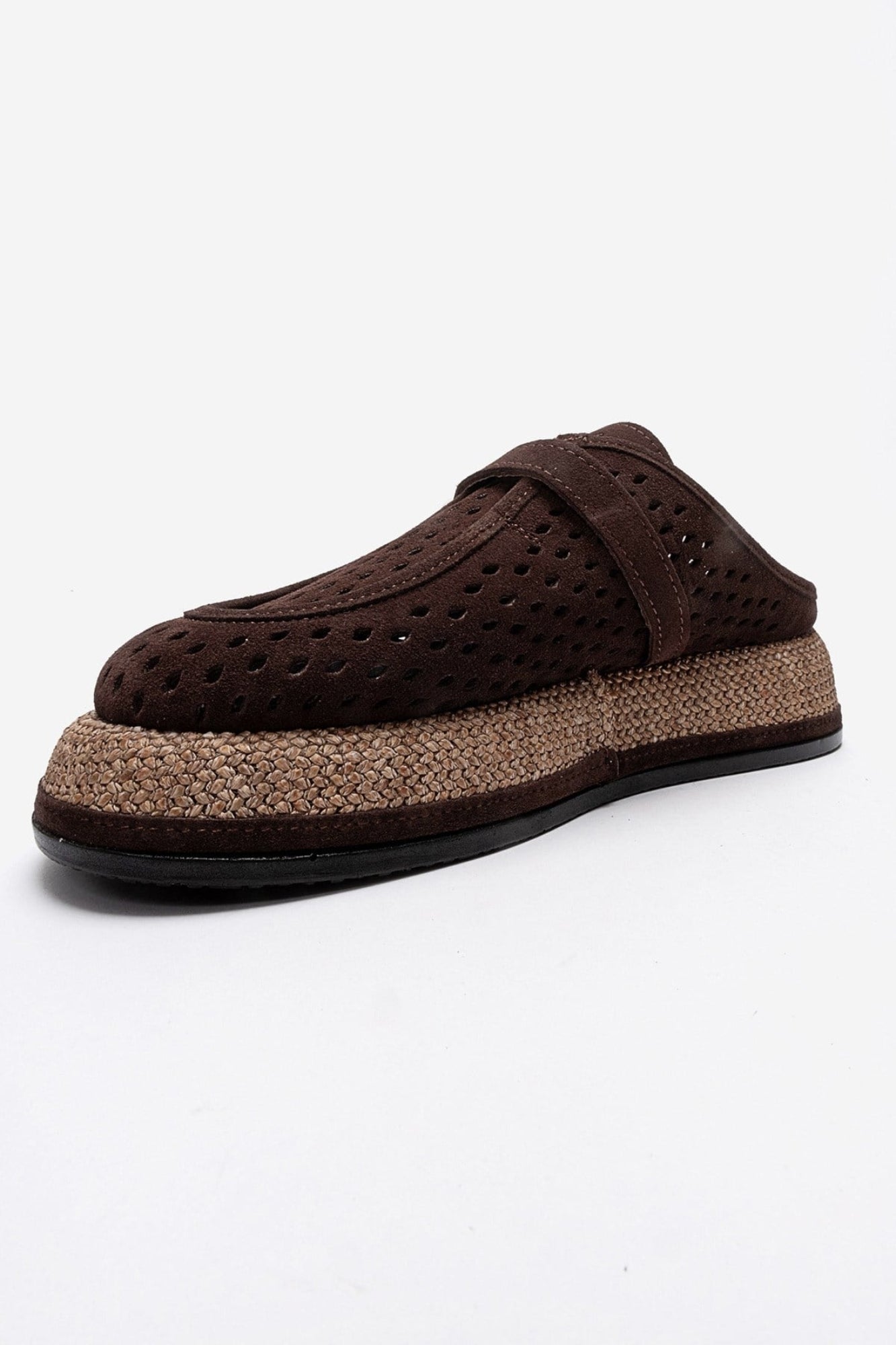 Vone - Brown Suede Genuine Leather Buckled Closed-Toe Slide (Women)