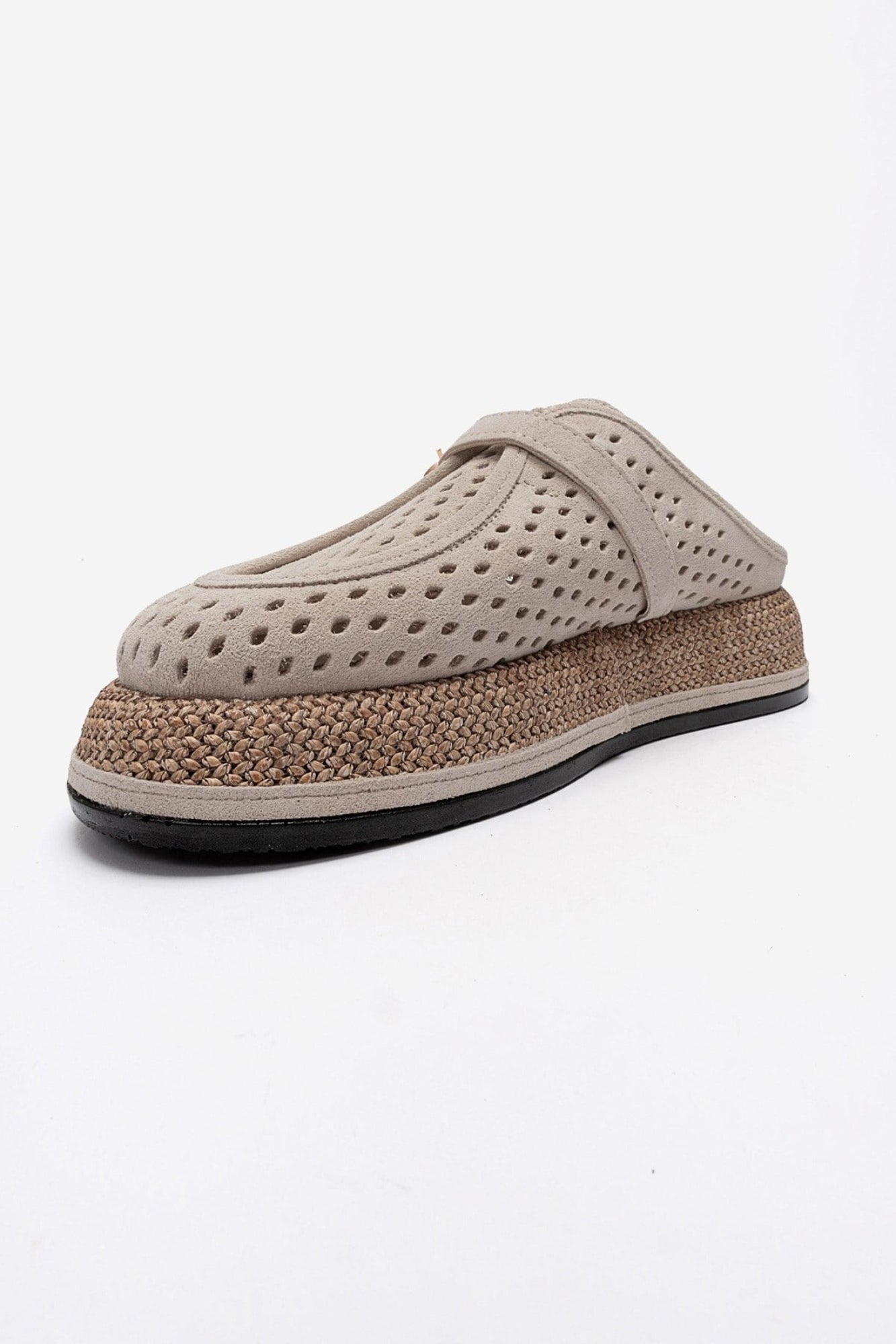 Vone - Beige Suede Genuine Leather Buckled Closed-Toe Slide (Women)
