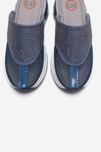 Glea - Blue Genuine Leather Closed-Toe Slide (Women)