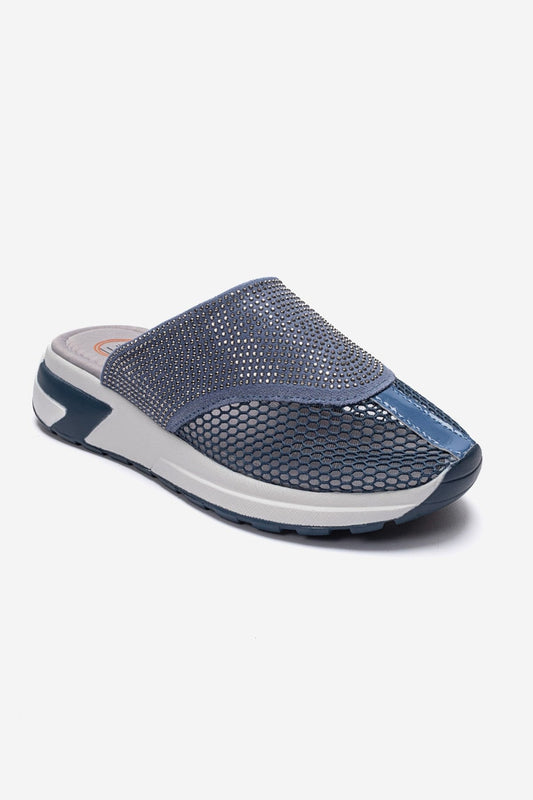 Glea - Blue Genuine Leather Closed-Toe Slide (Women)