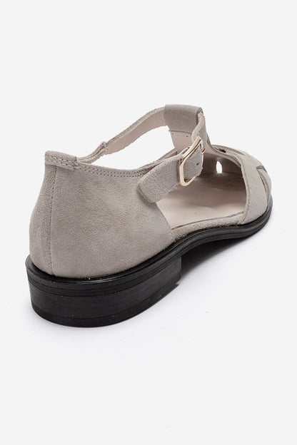 DEXARA - Beige Genuine Suede Leather Sandal (Women)
