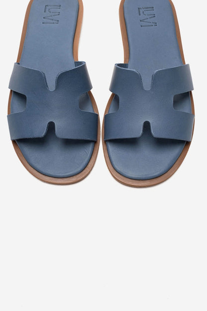 BIORA - Blue Genuine Leather Slide (Women)