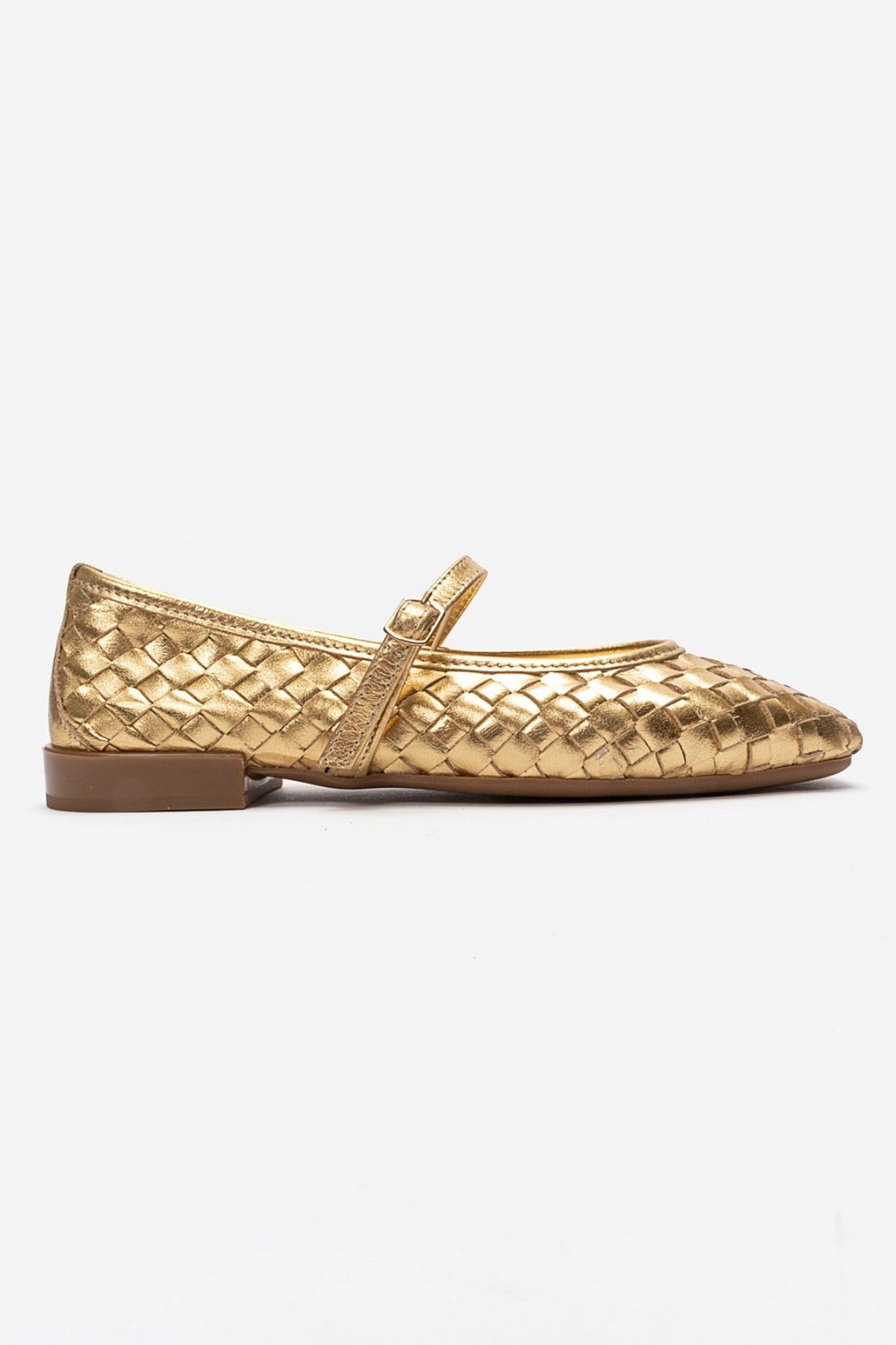 YEVORA - Gold Genuine Leather Ballet Flat Mary Jane (Women)