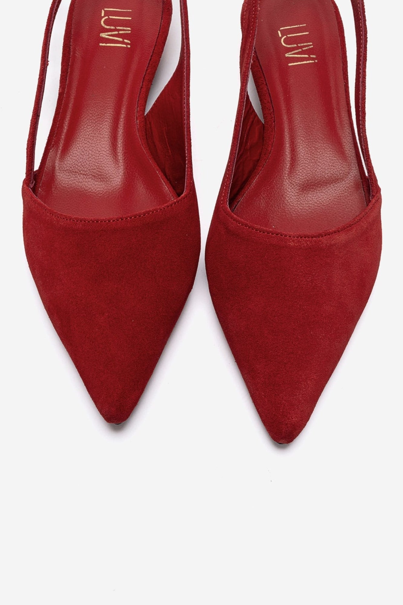 Berlina - Red Genuine Suede Leather Low Block Heel Slingback Shoe (Women)
