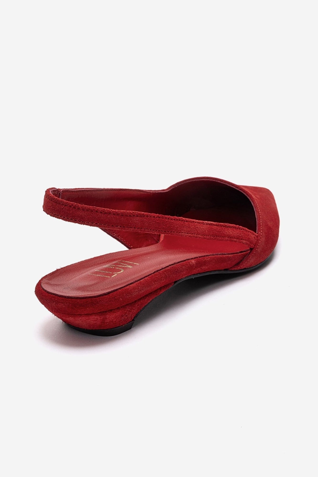 Berlina - Red Genuine Suede Leather Low Block Heel Slingback Shoe (Women)