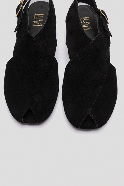 Monaro - Black Genuine Suede Leather Sandal (Women)