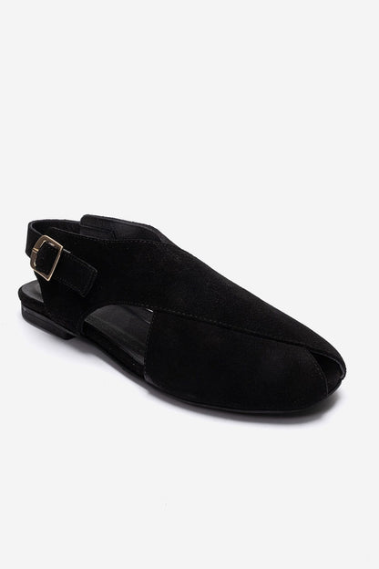 Monaro - Black Genuine Suede Leather Sandal (Women)
