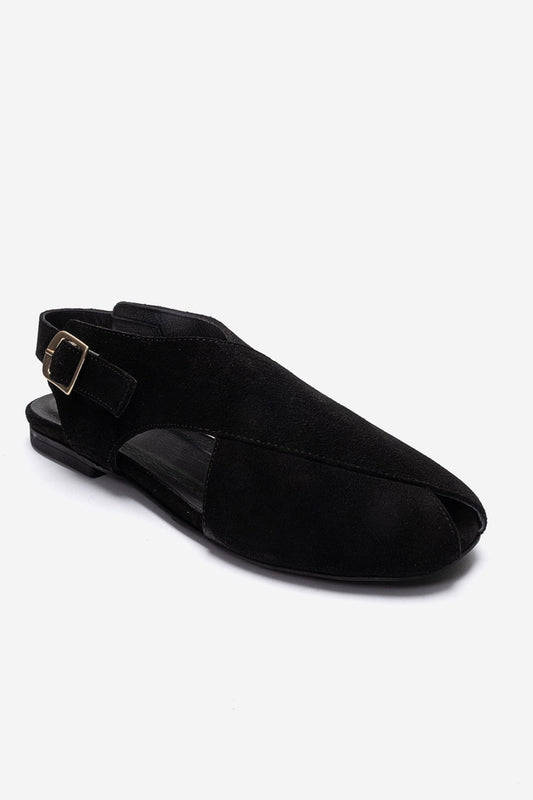Monaro - Black Genuine Suede Leather Sandal (Women)