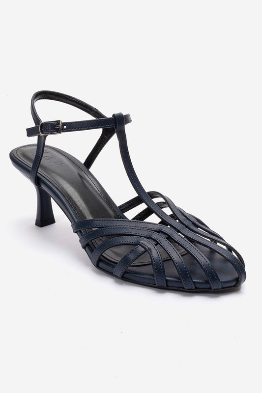 Felip - Navy Strappy Low Heel Sandal (Women)
